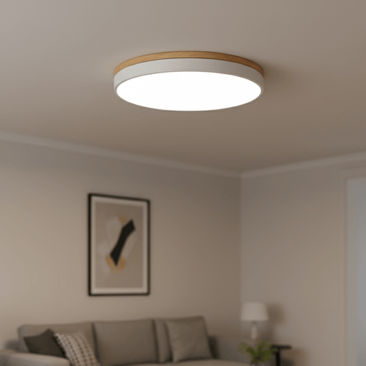 FORESTRIM – LED ceiling lamp with natural wood grain & green accent
