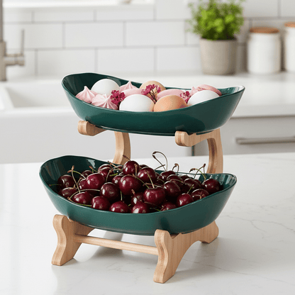 WOODFORM – Multi-tier wooden fruit bowl for modern countertop storage
