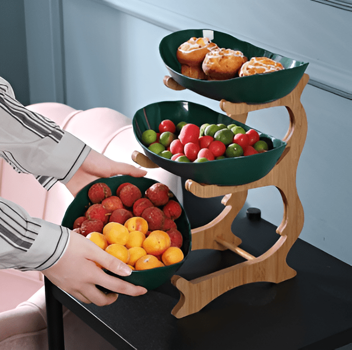 WOODFORM – Multi-tier wooden fruit bowl for modern countertop storage