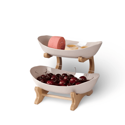 WOODFORM – Multi-tier wooden fruit bowl for modern countertop storage