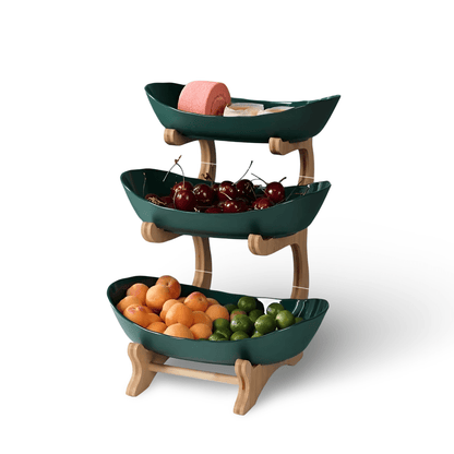 WOODFORM – Multi-tier wooden fruit bowl for modern countertop storage