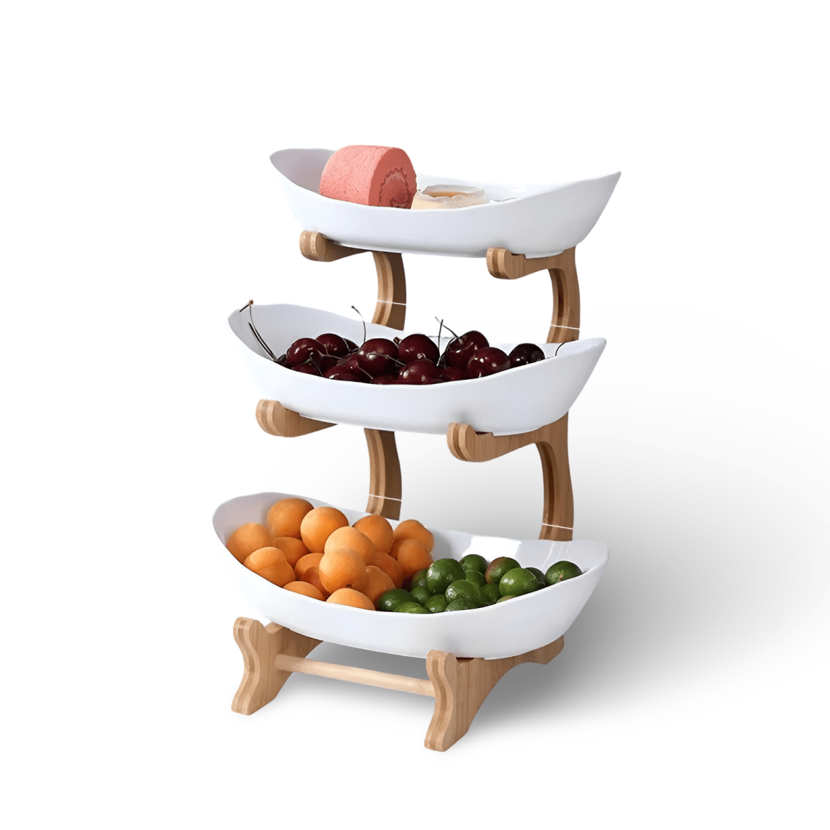 WOODFORM – Multi-tier wooden fruit bowl for modern countertop storage