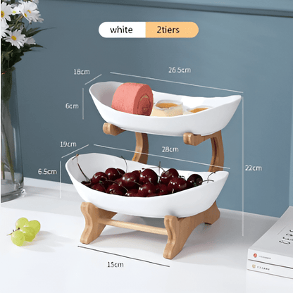 WOODFORM – Multi-tier wooden fruit bowl for modern countertop storage