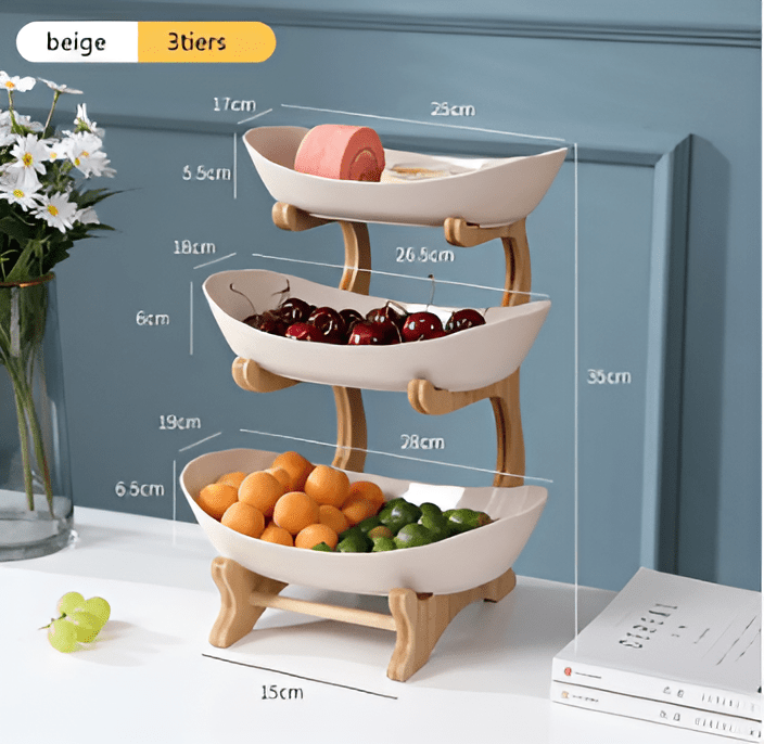 WOODFORM – Multi-tier wooden fruit bowl for modern countertop storage