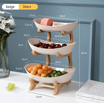 WOODFORM – Multi-tier wooden fruit bowl for modern countertop storage