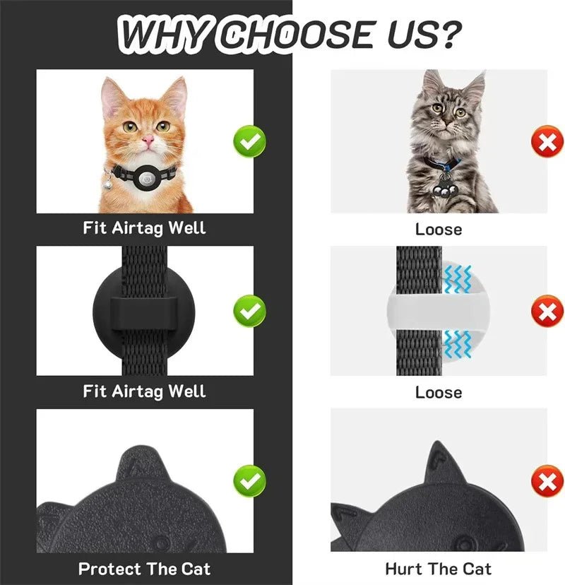TRACKKITTY – Reflective Cat Collar with AirTag Holder and Safety Bell