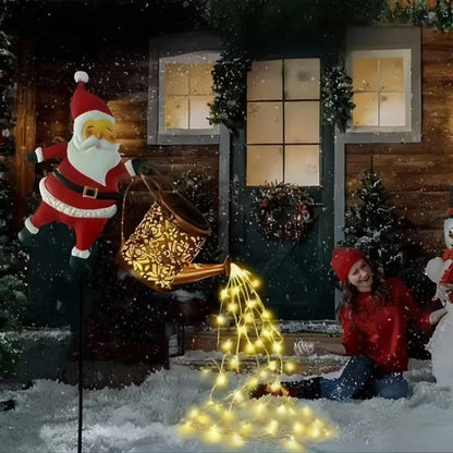 HOLLYPOUR – Solar Santa Watering Can Lantern for Cozy Winter Garden Decoration
