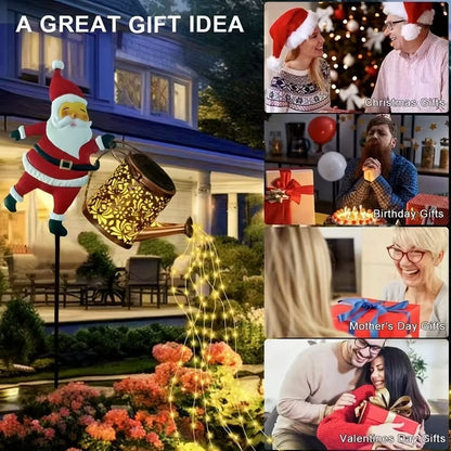 HOLLYPOUR – Solar Santa Watering Can Lantern for Cozy Winter Garden Decoration