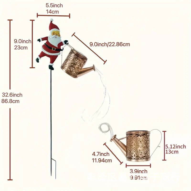 HOLLYPOUR – Solar Santa Watering Can Lantern for Cozy Winter Garden Decoration