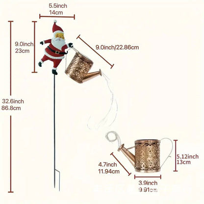HOLLYPOUR – Solar Santa Watering Can Lantern for Cozy Winter Garden Decoration