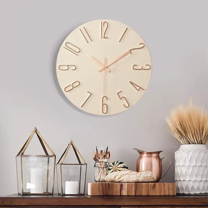 SILENTGRAIN – Frameless Wooden Wall Clock in Scandinavian Minimalist Style