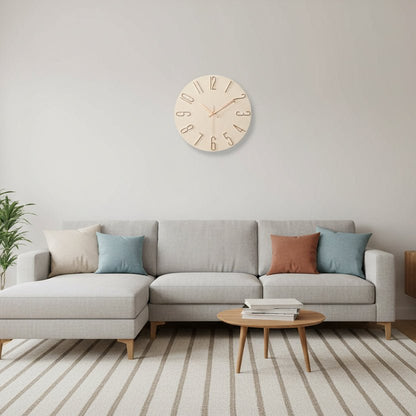SILENTGRAIN – Frameless Wooden Wall Clock in Scandinavian Minimalist Style