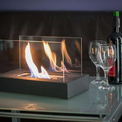 FlameGlow bioethanol table fireplace - Portable & stylish for indoors & outdoors