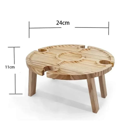 VINOFIELDX – Portable Foldable Wooden Picnic Table for Outdoor Dining with Wine Holder