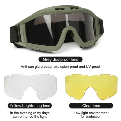 EYEARMOR – Tactical protective glasses with 3 interchangeable lenses for outdoor & sport