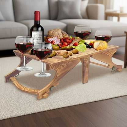 TRAILTABLE – Compact foldable camping table with wine glass holder and storage space