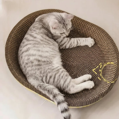 CLAWCRADLE – Multifunctional oval scratching board & lounging corrugated cardboard bed