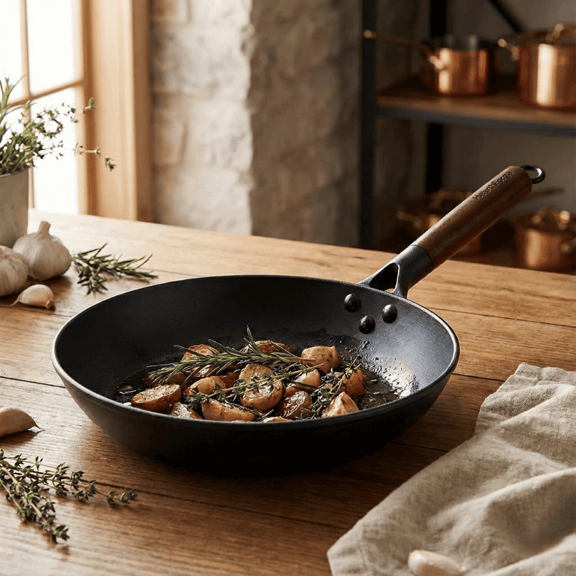 HearthForge cast iron pan | Robust non-stick frying pan | Even heat distribution | Healthy & durable cookware