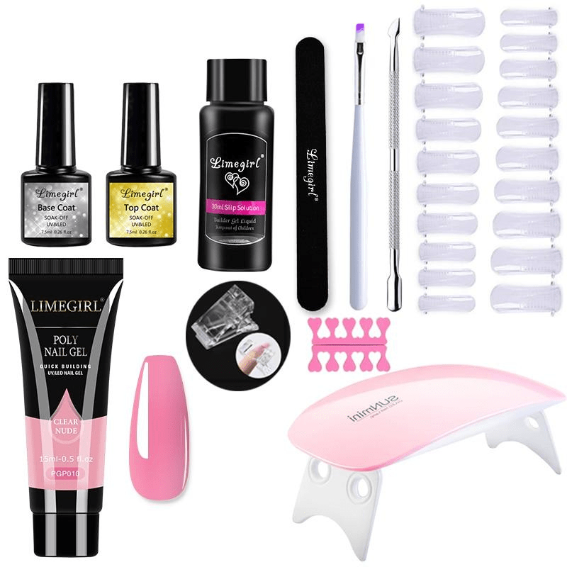 Polygelpro - DIY nail set for home use with UV lamp | Strong, professional nails last up to 3 weeks