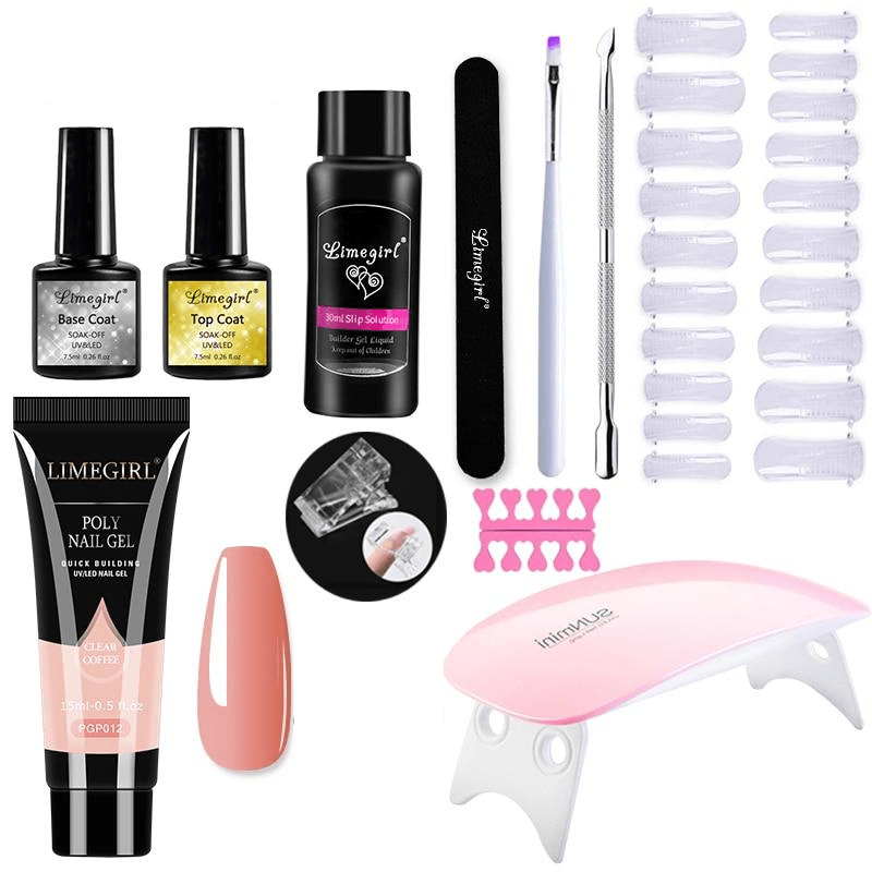 Polygelpro - DIY nail set for home use with UV lamp | Strong, professional nails last up to 3 weeks