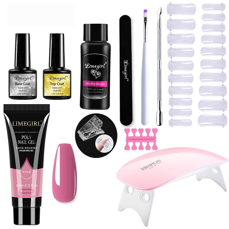 Polygelpro - DIY nail set for home use with UV lamp | Strong, professional nails last up to 3 weeks