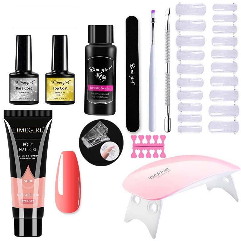 Polygelpro - DIY nail set for home use with UV lamp | Strong, professional nails last up to 3 weeks