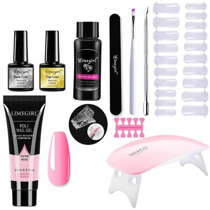 Polygelpro - DIY nail set for home use with UV lamp | Strong, professional nails last up to 3 weeks