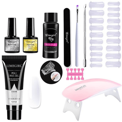 Polygelpro - DIY nail set for home use with UV lamp | Strong, professional nails last up to 3 weeks