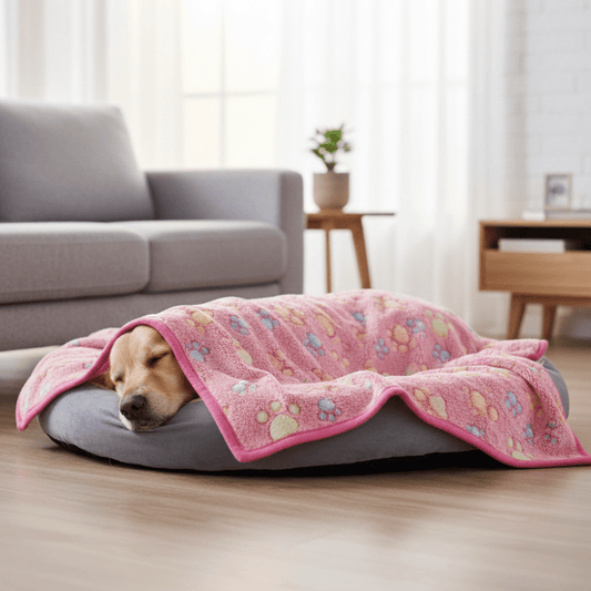 PAWSOFT – Plush Flannel Pet Blanket with Paw Design, Cozy & Easy Care