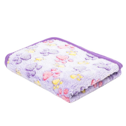 PAWSOFT – Plush Flannel Pet Blanket with Paw Design, Cozy & Easy Care