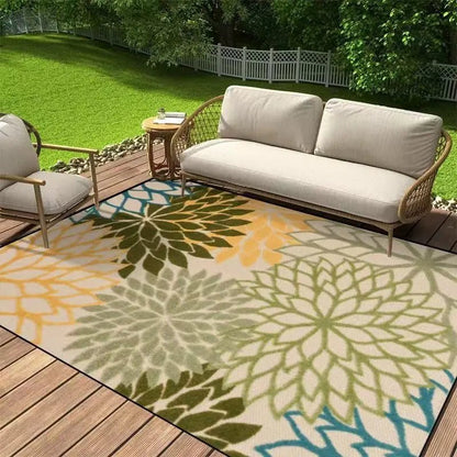 SUNBLOSSOM – Elegant floral outdoor rug for terraces, non-slip design & all-weather comfort