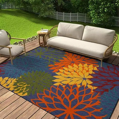 SUNBLOSSOM – Elegant floral outdoor rug for terraces, non-slip design & all-weather comfort