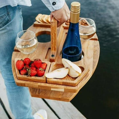 COUNTRYPLATE – Wooden picnic table with divided compartments for special wine moments