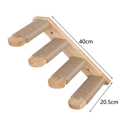 PINEPAWLOFT – Cat wall shelves made of natural wood with cozy fabric padding
