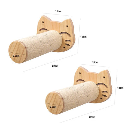 PINEPAWLOFT – Cat wall shelves made of natural wood with cozy fabric padding