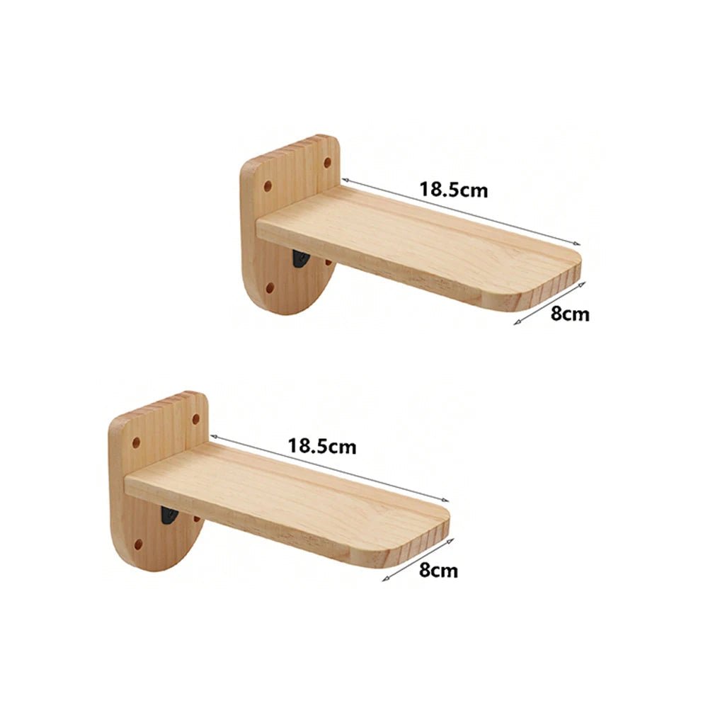 PINEPAWLOFT – Cat wall shelves made of natural wood with cozy fabric padding