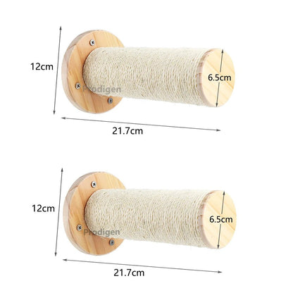 PINEPAWLOFT – Cat wall shelves made of natural wood with cozy fabric padding