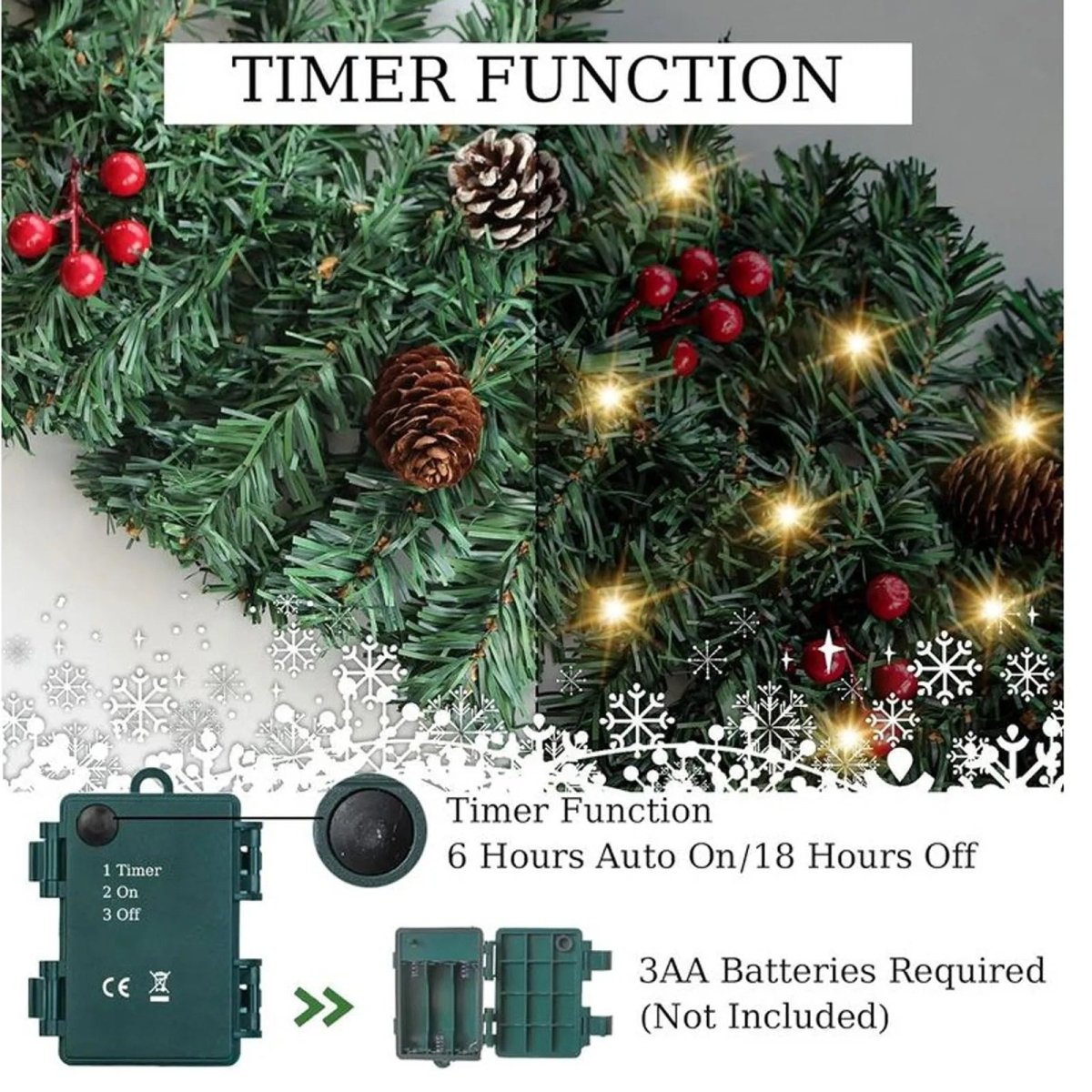 EVERBRIGHT GARLAND – Illuminated Christmas Garland with Timer Function