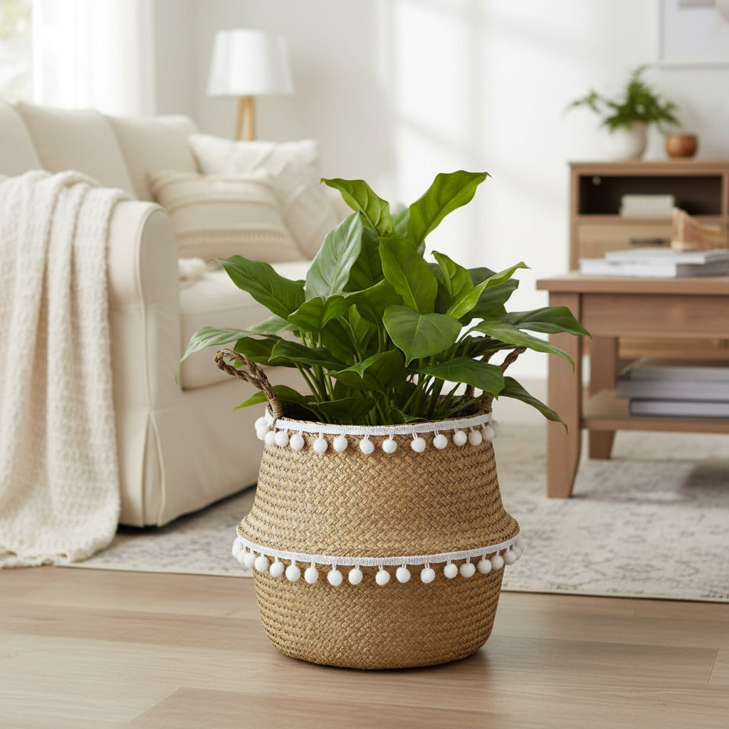 RUSTICZEN – Handmade Bamboo Willow Basket Foldable Storage as Plant Basket for Home