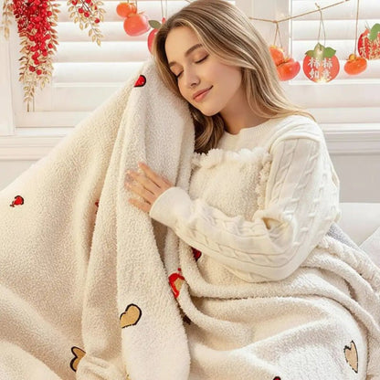 MERRYFLEECE – Christmas plush sofa blanket with festive tree design and ultra-soft comfort