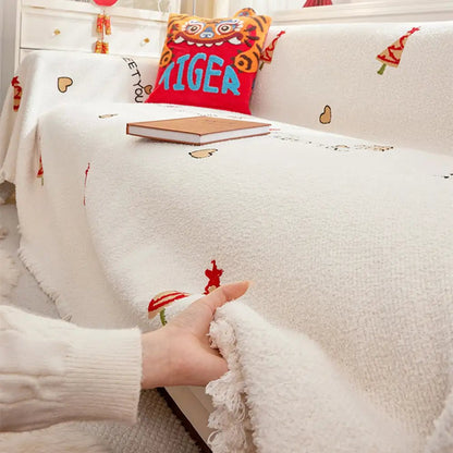 MERRYFLEECE – Christmas plush sofa blanket with festive tree design and ultra-soft comfort