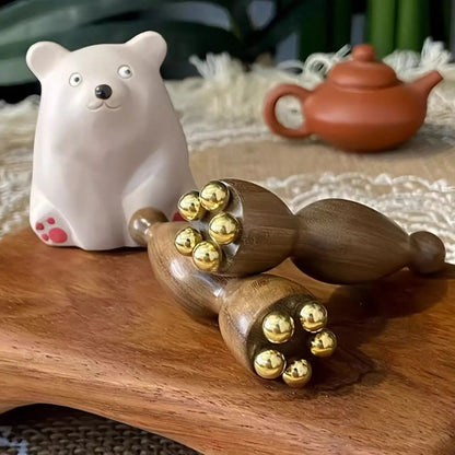 WOODPOD – Seedpod Gua Sha Massager Brass & Rosewood Facial Lifting Tool