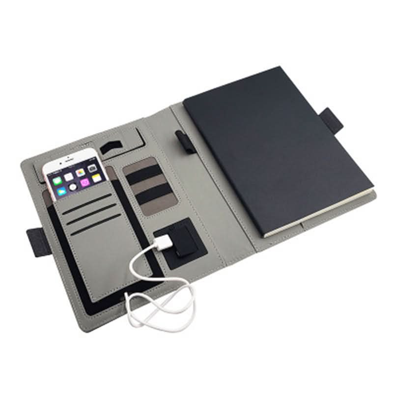 ENERGIEFOLIO – A5 Leather Notebook with Wireless Charging Function