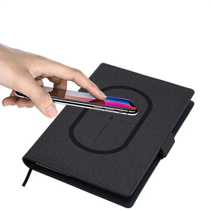 ENERGIEFOLIO – A5 Leather Notebook with Wireless Charging Function