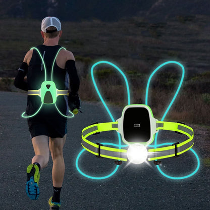 ReflectGlow LED Safety Vest - Adjustable luminous waistcoat for jogging & outdoor activities