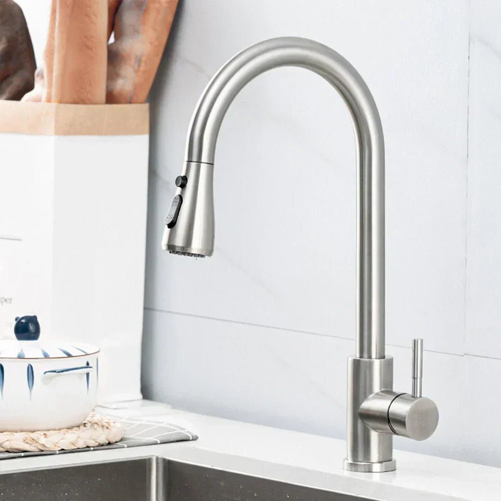 LUXSINK – Modern kitchen faucet with high arc and pull-out spout for elegant kitchens
