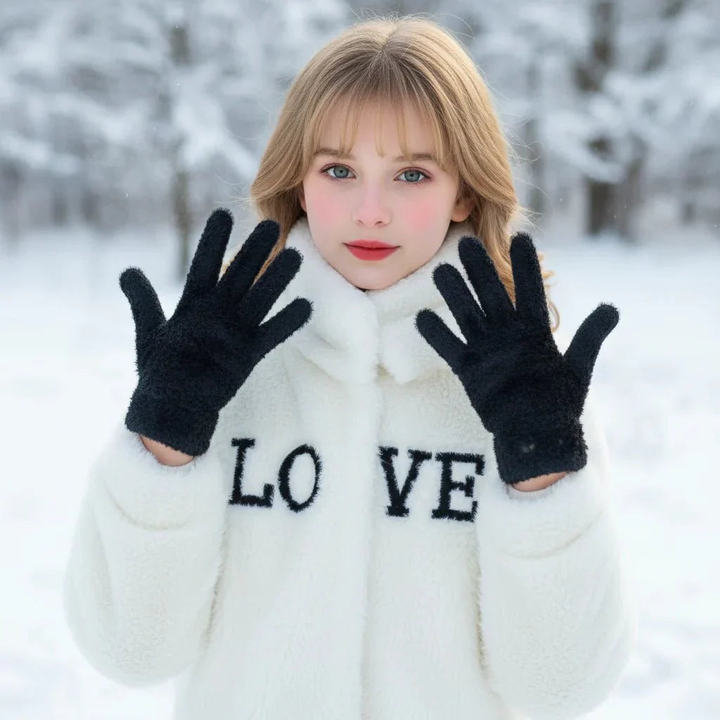 COMFYNIT – Fluffy Winter Gloves for Windproof Warm Comfort