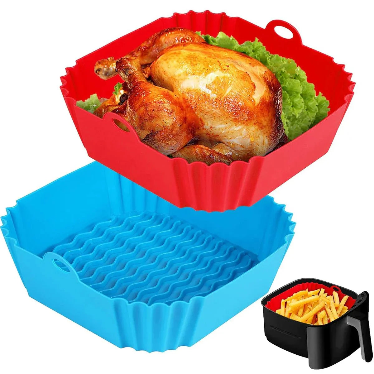 HEISSLUFTPRO – Silicone Insert for the Air Fryer with Handles for Clean, Safe Cooking