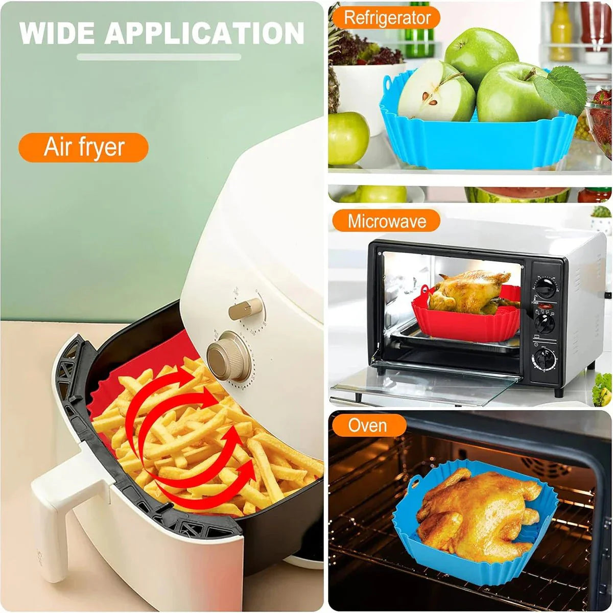 HEISSLUFTPRO – Silicone Insert for the Air Fryer with Handles for Clean, Safe Cooking