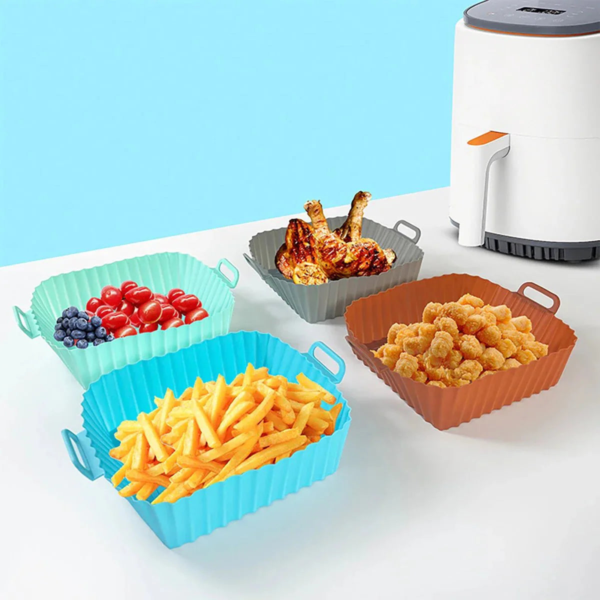 HEISSLUFTPRO – Silicone Insert for the Air Fryer with Handles for Clean, Safe Cooking